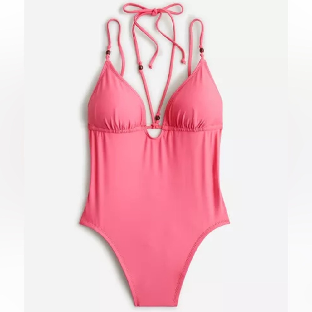 J. Crew Strappy Plunge One-piece with Beads sz 12